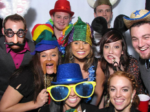 large group in the photo booth